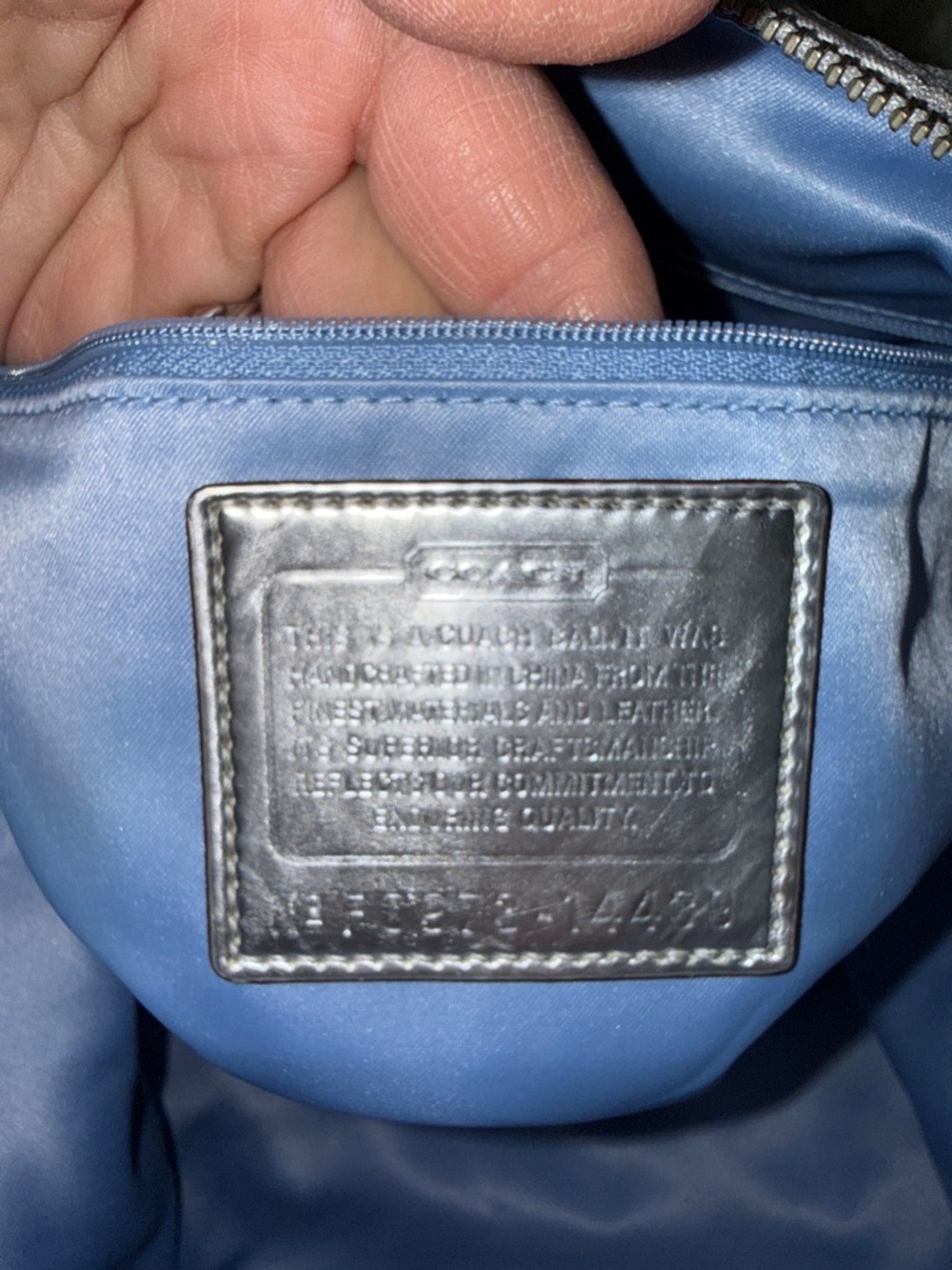 Coach Metallic Silver Signature Shoulder Bag - Picture 11 of 16